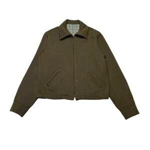 Vintage Cropped Workwear Jacket Harrington Italian Lampo Women's S/XS